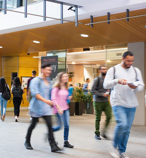 AUT campus with students